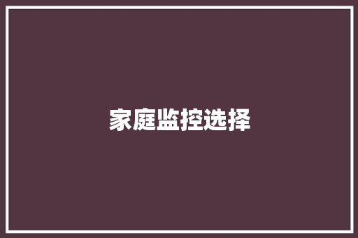 家庭监控选择