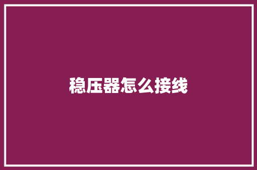 稳压器怎么接线