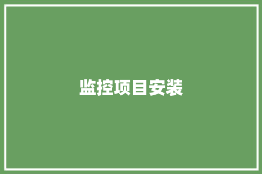 监控项目安装