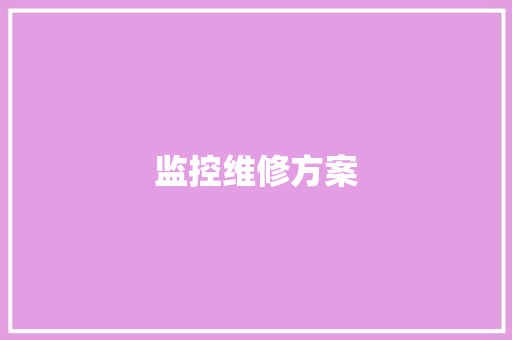 监控维修方案