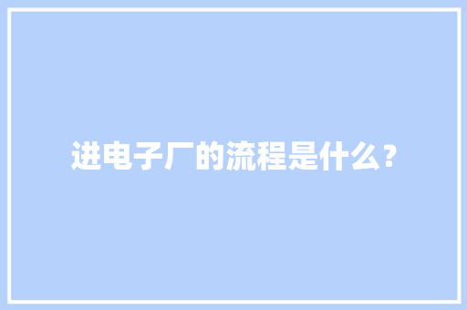 进电子厂的流程是什么？
