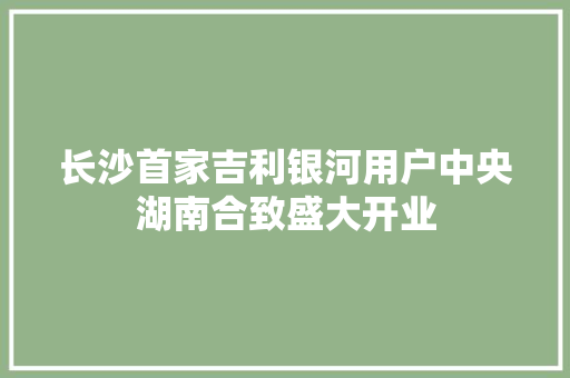 长沙首家吉利银河用户中央湖南合致盛大开业