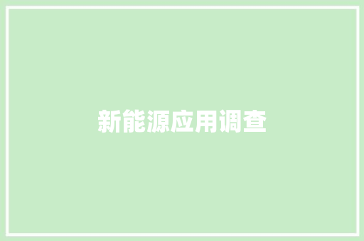 新能源应用调查