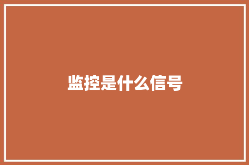 监控是什么信号