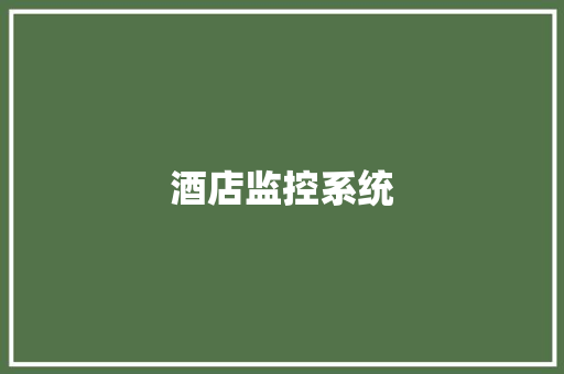 酒店监控系统 酒店监控系统 智能科技