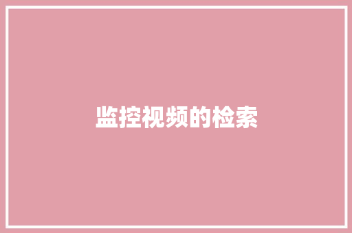 监控视频的检索