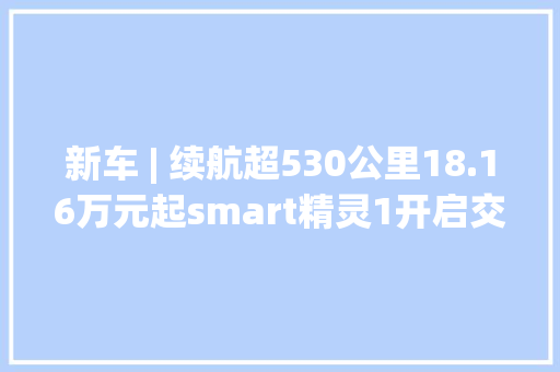 新车 | 续航超530公里18.16万元起smart精灵1开启交付