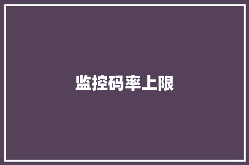 监控码率上限