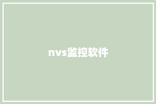 nvs监控软件