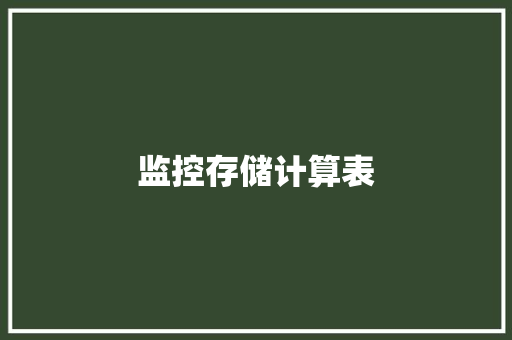 监控存储计算表