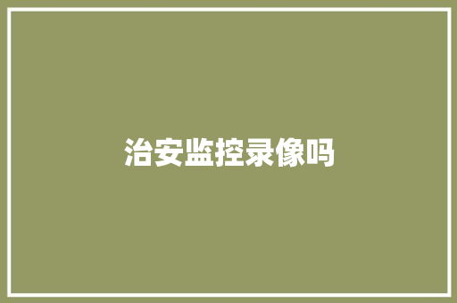 治安监控录像吗 治安监控录像吗 人工智能