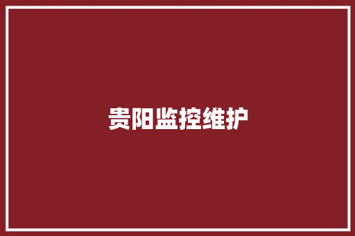 贵阳监控维护