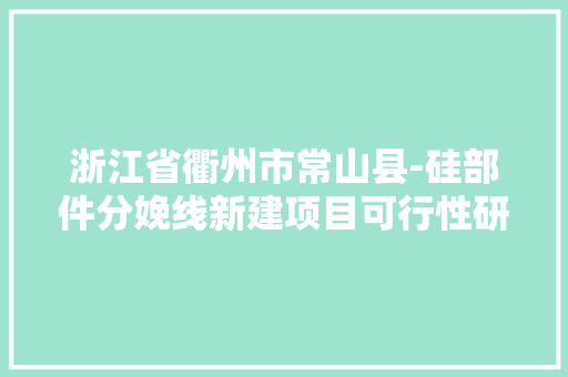 浙江省衢州市常山县-硅部件分娩线新建项目可行性研究申报