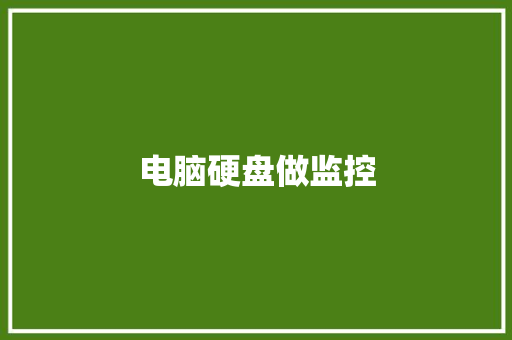 电脑硬盘做监控
