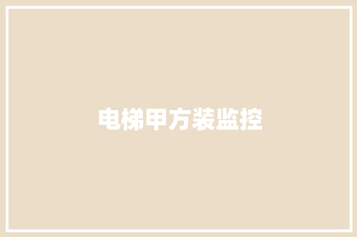 电梯甲方装监控