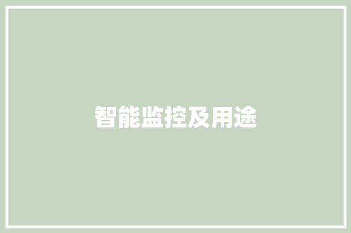 智能监控及用途