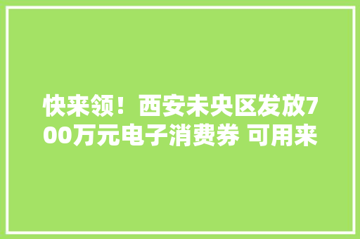 快来领！西安未央区发放700万元电子消费券 可用来买车、购物、加油、吃饭