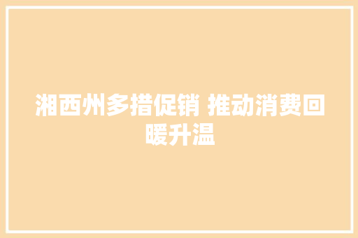 湘西州多措促销 推动消费回暖升温