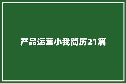 产品运营小我简历21篇