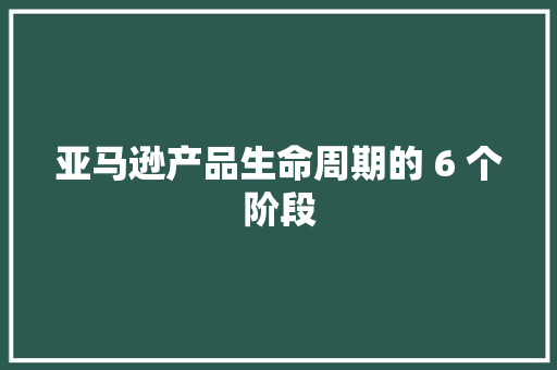 亚马逊产品生命周期的 6 个阶段 亚马逊产品生命周期的 6 个阶段 人工智能