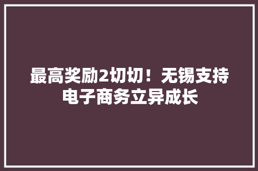 最高奖励2切切！无锡支持电子商务立异成长