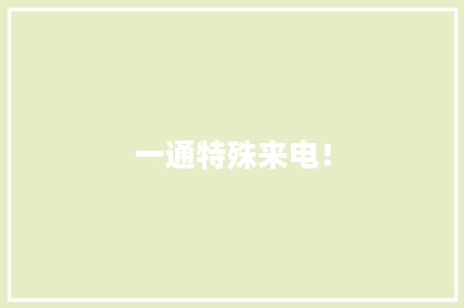 一通特殊来电！