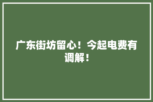 广东街坊留心！今起电费有调解！