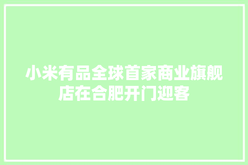 小米有品全球首家商业旗舰店在合肥开门迎客 小米有品全球首家商业旗舰店在合肥开门迎客 互联通信