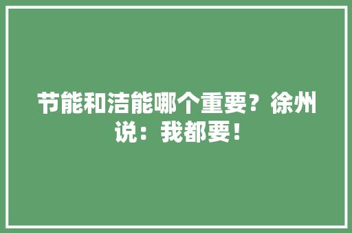 节能和洁能哪个重要？徐州说：我都要！ 节能和洁能哪个重要？徐州说：我都要！ 智能家居