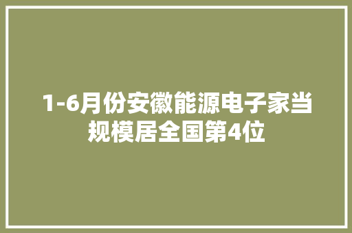 1-6月份安徽能源电子家当规模居全国第4位 1-6月份安徽能源电子家当规模居全国第4位 智能科技