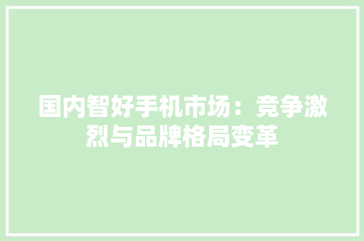 国内智好手机市场：竞争激烈与品牌格局变革