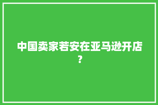 中国卖家若安在亚马逊开店？