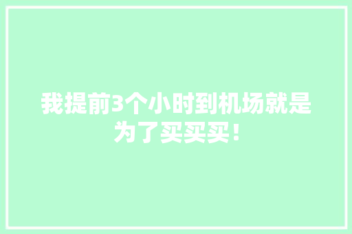 我提前3个小时到机场就是为了买买买！
