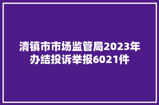 清镇市市场监管局2023年办结投诉举报6021件