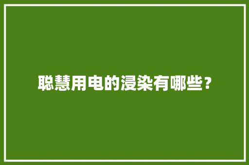聪慧用电的浸染有哪些？