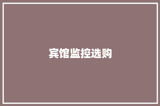 宾馆监控选购