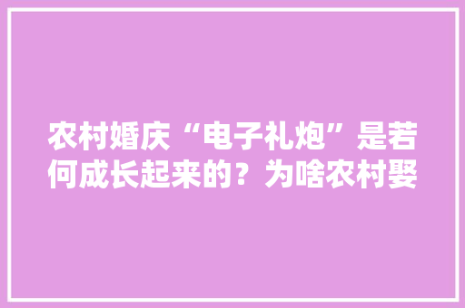 农村婚庆“电子礼炮”是若何成长起来的？为啥农村娶亲都需要他？