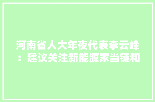 河南省人大年夜代表李云峰：建议关注新能源家当链和集成电路家当成长 河南省人大年夜代表李云峰：建议关注新能源家当链和集成电路家当成长 人工智能