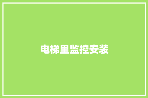 电梯里监控安装 电梯里监控安装 人工智能