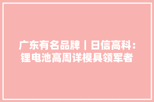 广东有名品牌｜日信高科：锂电池高周详模具领军者