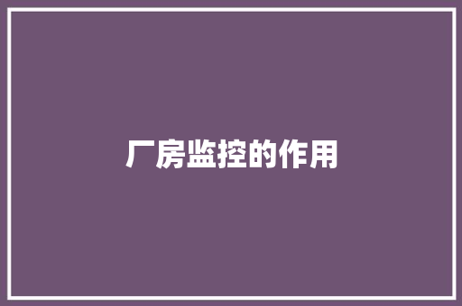 厂房监控的作用,监控安装公司。