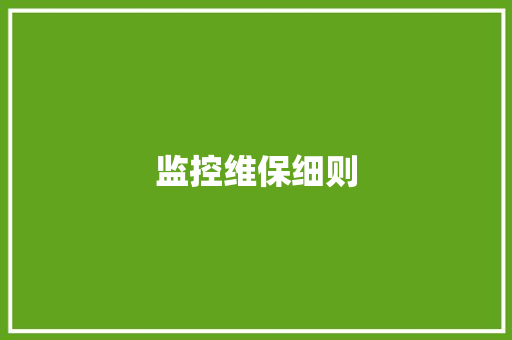 监控维保细则