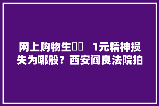 网上购物生轇轕   1元精神损失为哪般？西安阎良法院拍了拍你：网购有风险购买需谨慎