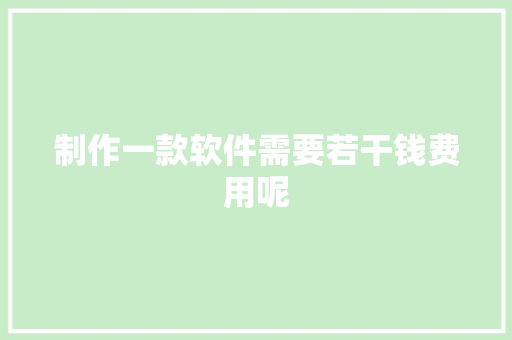 制作一款软件需要若干钱费用呢