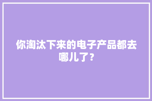 你淘汰下来的电子产品都去哪儿了？