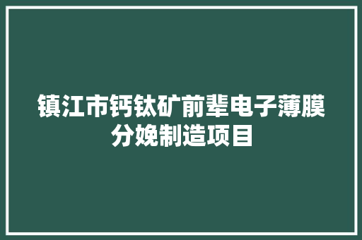 镇江市钙钛矿前辈电子薄膜分娩制造项目