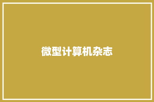 微型计算机杂志