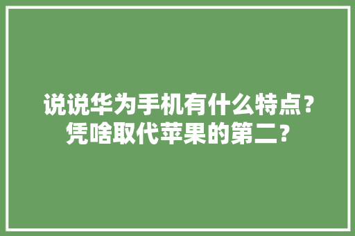 说说华为手机有什么特点？凭啥取代苹果的第二？