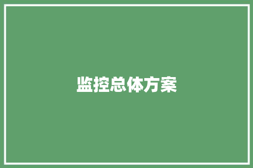 监控总体方案,监控安装公司。