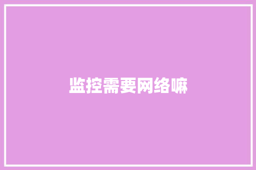 监控需要网络嘛